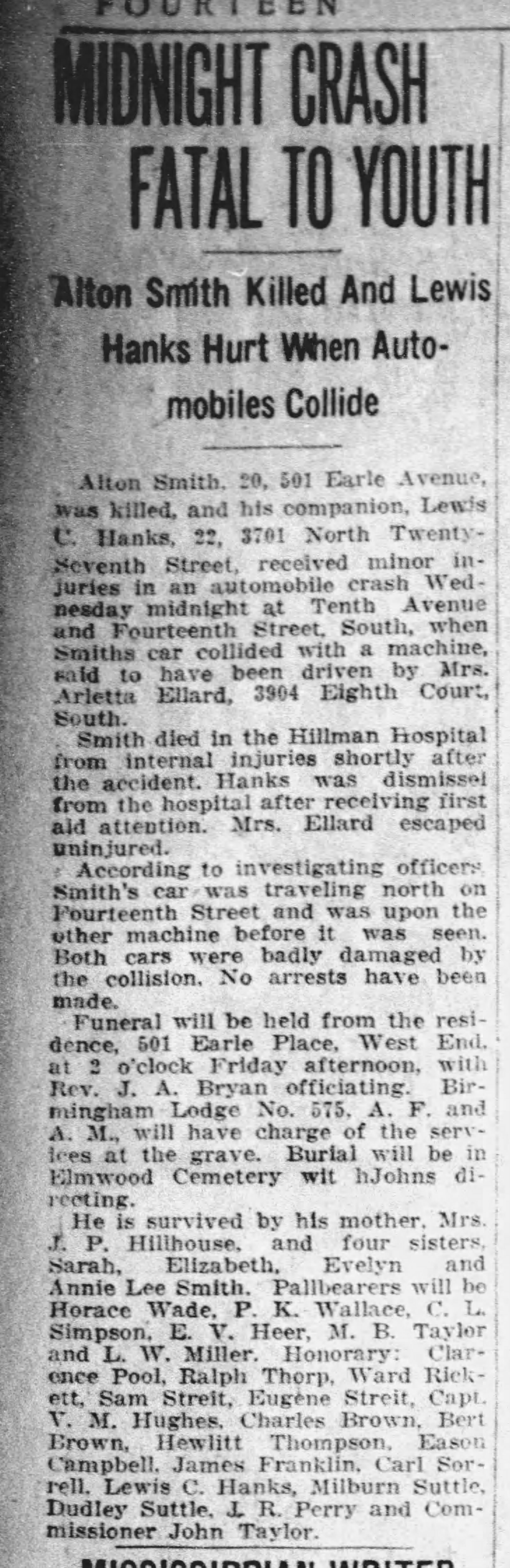 Midnight Crash Fatal To Youth